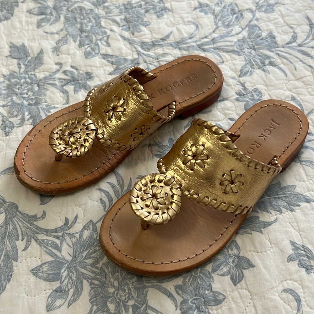 Jack Rogers Gold Kids Sandals